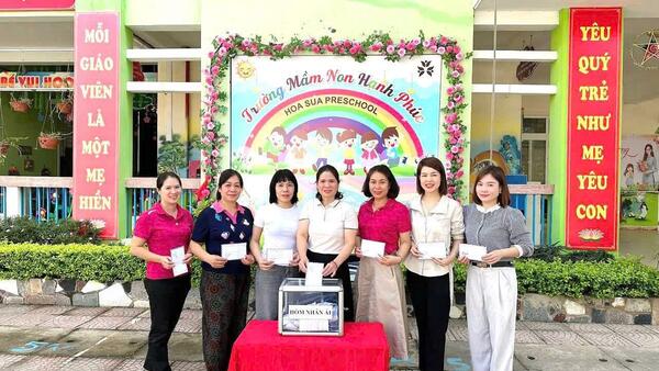 TRƯỜNG MẦM NON HOA SỮA- LAN TOẢ YÊU THƯƠNG, CHUNG TAY HƯỚNG VỀ ĐỒNG BÀO VÙNG THIÊN TAI