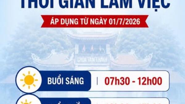 THÔNG BÁO VỀ VIỆC ĐIỀU CHỈNH GIỜ LÀM VIỆC HÀNH CHÍNH CỦA ĐẢNG UỶ - HĐND - UBND - UỶ BAN MTTQ VIỆT NAM PHƯỜNG TAM THANH