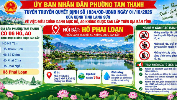 QUY ĐỊNH VỀ QUẢN LÝ, BẢO VỆ HỒ, AO KHÔNG ĐƯỢC SAN LẤP TRÊN ĐỊA BÀN PHƯỜNG TAM THANH